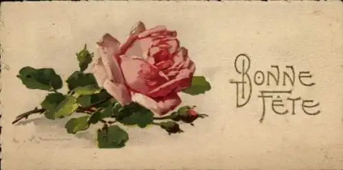 Präge Künstler Ak Klein, C., Glückwunsch, Blühende Rose
