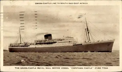 Ak Dampfer Capetown Castle, United States Lines USL