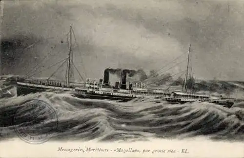 Ak Dampfer Magellan, Messageries Maritimes, MM
