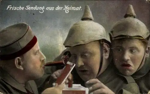 Ak Frische Sendung aus der Heimat, Soldaten, Zigarren