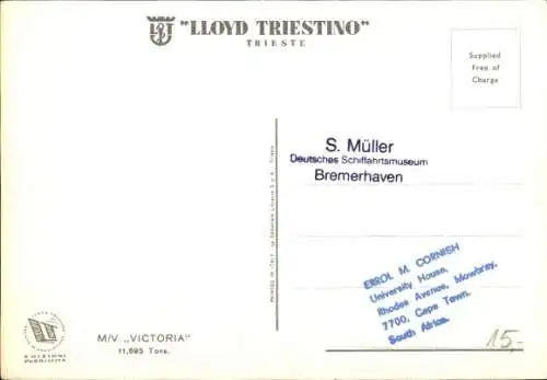 Ak Dampfer Victoria, Lloyd Triestino