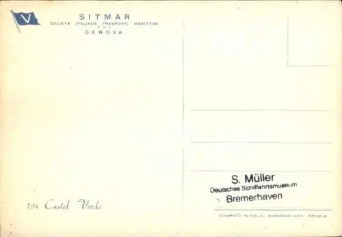 Ak Dampfer Castel Verde, SITMAR