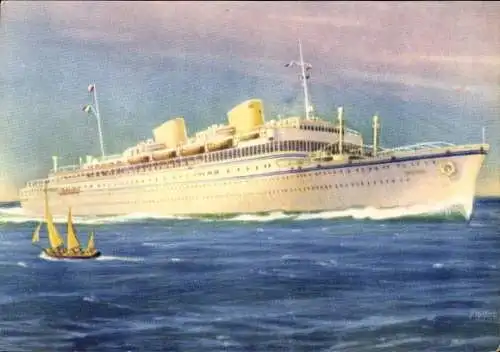 Künstler Ak Dampfer Victoria, Lloyd Triestino