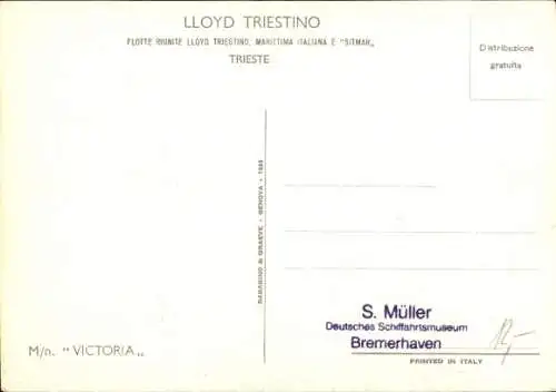 Künstler Ak Dampfer Victoria, Lloyd Triestino