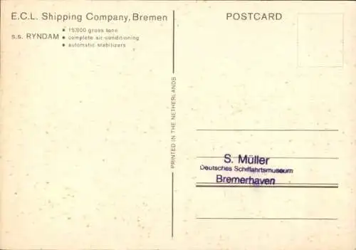 Ak Dampfer Ryndam, ECL Shipping Company