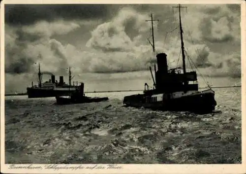 Ak Bremerhaven, Schleppdampfer auf der Weser