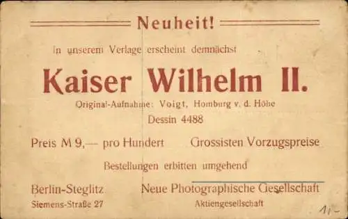 Ak Kaiser Wilhelm II., Portrait in Uniform