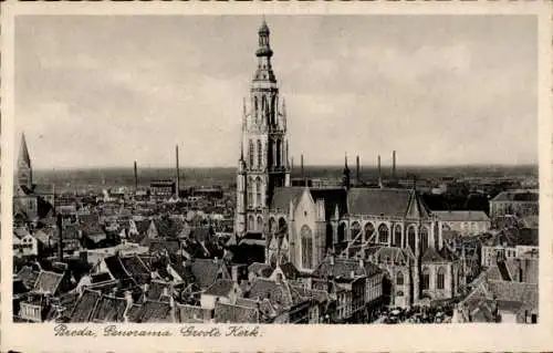 Ak Breda Nordbrabant Niederlande, Panorama Groote Kerk, Breda