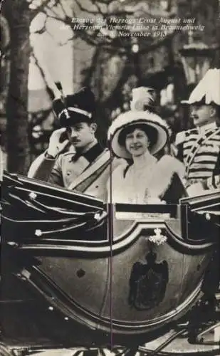 Ak Herzog Ernst August von Braunschweig, Prinzessin Victoria Luise, Einzug in Braunschweig 1913