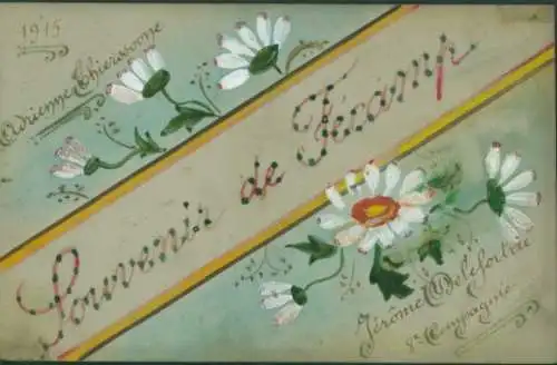Zelluloid Ak Souvenir, Margeriten, Blumen, Kitsch