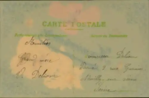 Zelluloid Ak Stoffschleife, Stiefmütterchen, Kitsch