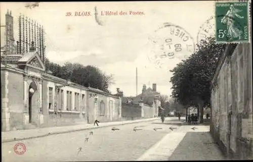Ak Blois Loir-et-Cher, L'Hôtel des Postes, Straßenszene, 39, Frankreich