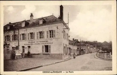 Ak Chissay en Touraine Loir et Cher, La Poste, Postamt, Straßenpartie