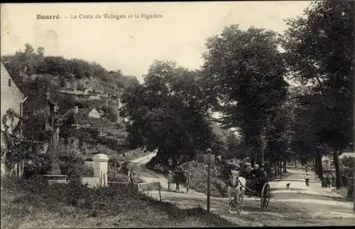 Ak Bourré Loir et Cher, Landschaft, Baum, Pferdekutsche, Hügel, Altstadt