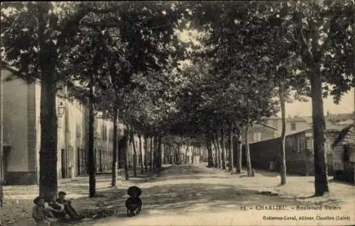 Ak Charlieu Loire, Boulevard Thiers, Bäume, Kinder, Straßenansicht