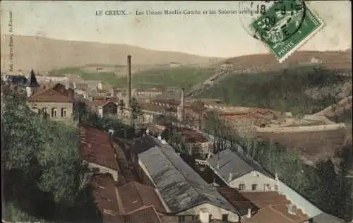 CPA Le Creux Loire, Les Usines Moulin-Comba et les Soieries