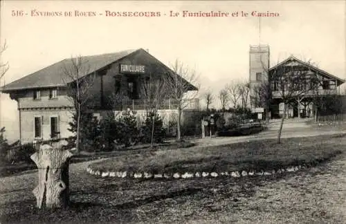 Ak Bonsecours Seine Maritime, Funiculaire, Casino