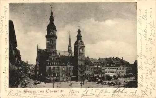 Ak Chemnitz in Sachsen, Kirche, Platz