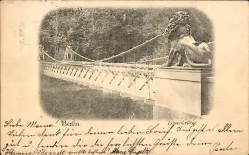 Ak Berlin Charlottenburg, Kurfürstendamm, Löwenbrücke mit Löwenstatuen, historische Postkarte,...