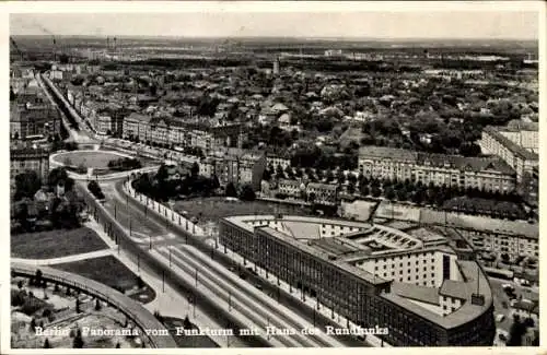 Ak Berlin Charlottenburg, Kurfürstendamm, Panorama vom Funkturm, Haus des Rundfunks, Stadtansi...