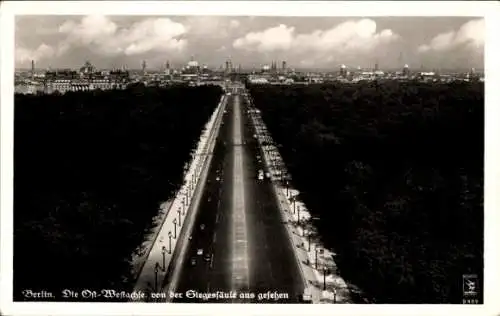 Ak Berlin Tiergarten, Ost-West-Achse, Blick von der Siegessäule