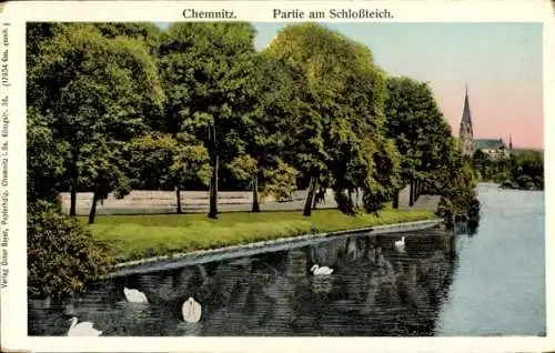 Ak Chemnitz in Sachsen, Schloßteich