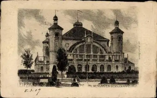 Künstler Ak Leipzig, Palmen Garten Gesellschaftshaus