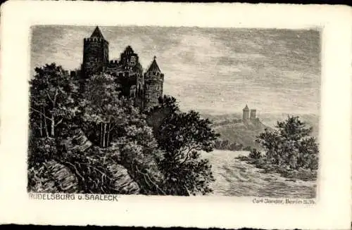 Ak Bad Kösen Naumburg an der Saale, Rudelsburg, Burgruine  Saale, Landschaft mit Wasser