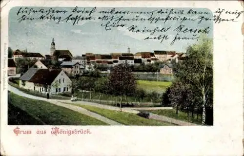 Ak Königsbrück in der Oberlausitz, Ansicht von  grüne Landschaft, Häuser, Kirche