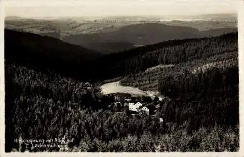 Ak Hirschsprung Altenberg Erzgebirge, Blick auf Ladenmühle