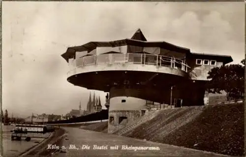 Ak Köln am Rhein, Die Bastei, Rheinpanorama, Rhein, Architektur, Aussichtspunkt