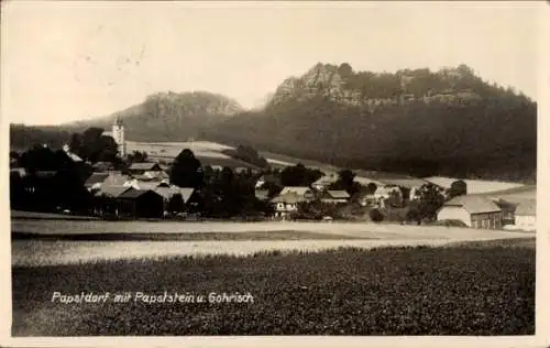 Ak Papstdorf Gohrisch Sächsische Schweiz, Papststein, Gesamtansicht