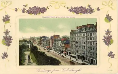 Ak Edinburgh Schottland, Princes Street, Gardens,  Gruss aus Edinburgh