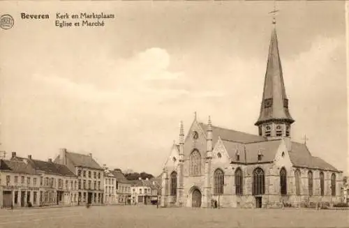 Ak Beveren Waas Ostflandern,  Kirche, Marktplatz, Eglise et Marché