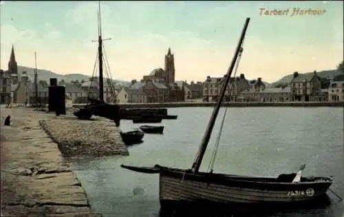 Ak Tarbert Schottland, Hafenidylle