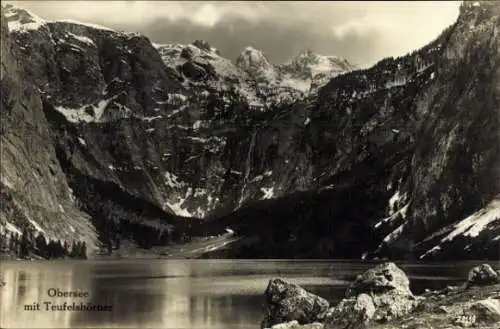 Ak Berchtesgaden in Oberbayern, Obersee, Teufelshörner