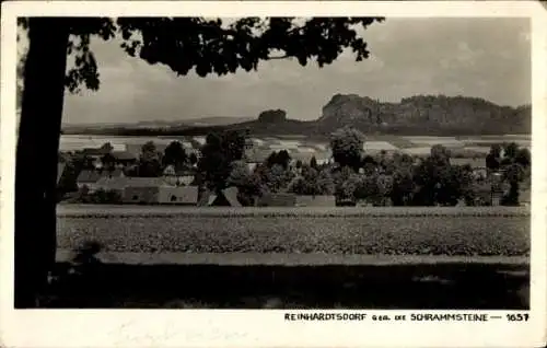 Ak Reinhardtsdorf Schöna Sächsische Schweiz, Blick auf  Schrammsteine im Hintergrund