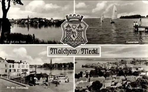 Ak Malchow in Mecklenburg, Blick auf die Stadt, Malchow/Meckl, Fleesensee, An der Drehbrücke, ...