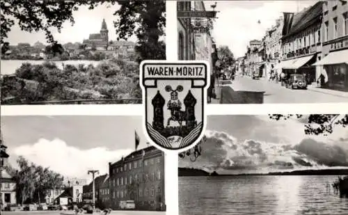 Wappen Ak Waren an der Müritz, Heimatmuseum, Straßenpartie, See, Rathaus