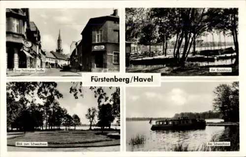Ak Fürstenberg an der Havel, Ernst Thälmann Straße, Bootshaus, Schwedtsee