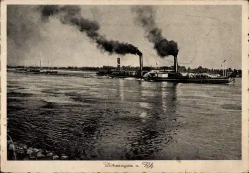 Ak Dormagen am Niederrhein, Dampfschiff