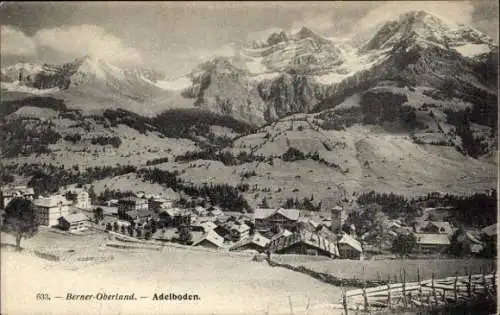 Ak Adelboden Kanton Bern Schweiz, Berner Oberland,  alpine Landschaft, schneebedeckte Berge