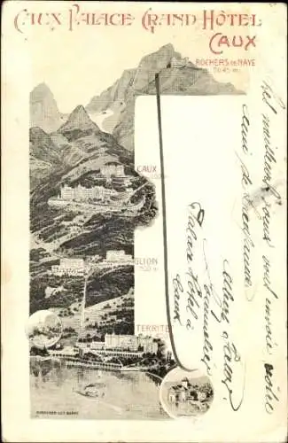 Ak Caux Montreux Kanton Waadt, Caux Palace Grand Hotel, Rochers de Naye, Berglandschaft, Postk...