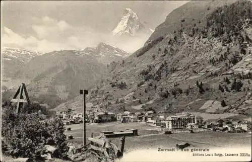 Ak Zermatt Kanton Wallis Schweiz, Berglandschaft, Matterhorn,  Postkarte von Louis Burgy