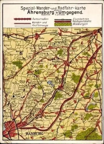 Landkarten Ak Ahrensburg in Holstein, Umgebungskarte