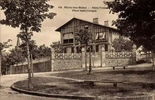 Ak Néris les Bains Allier, Néris Terrasse, Saint Georges Platz