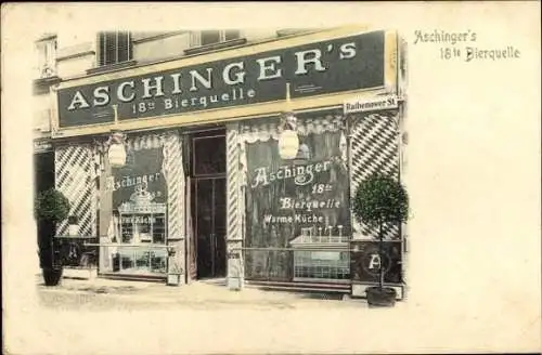 Ak Berlin Charlottenburg, Aschinger's 18. Bierquelle, Restaurant, Warme Küche, Rathenower Straße