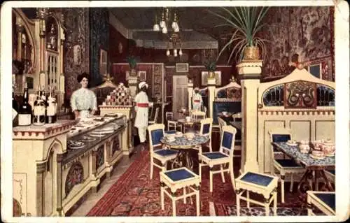 Ak Berlin Mitte, Indische Teestube Inh. Rud. Trapp, Friedrichstraße 56/57, Innenansicht