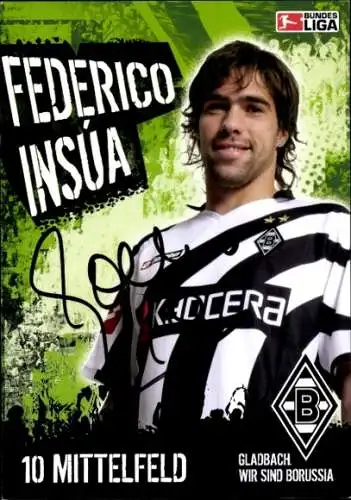 Autogrammkarte Fußballer Frederico Insua, Borussia Mönchengladbach, Autogramm