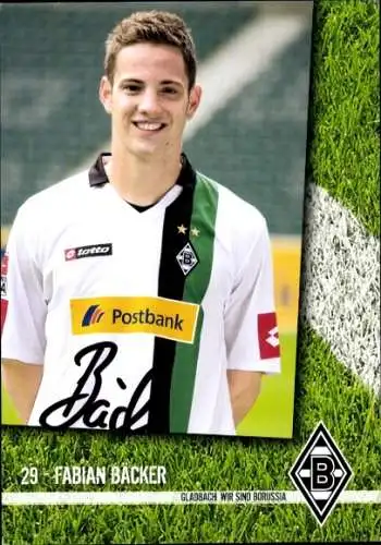 Autogrammkarte Fußballer Fabian Bäcker, Borussia Mönchengladbach, Autogramm